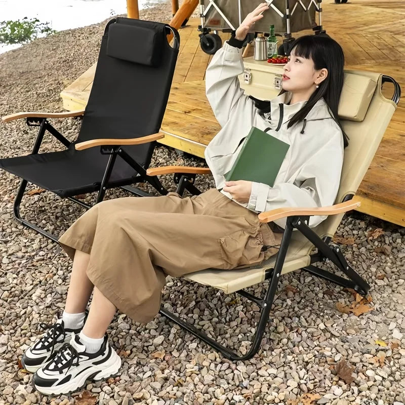 Kermit High Back Camping Chair 5 Gear Adjustable Recliner Foldable Outdoor Chair Lightweight Portable For Beach Fishing Travel