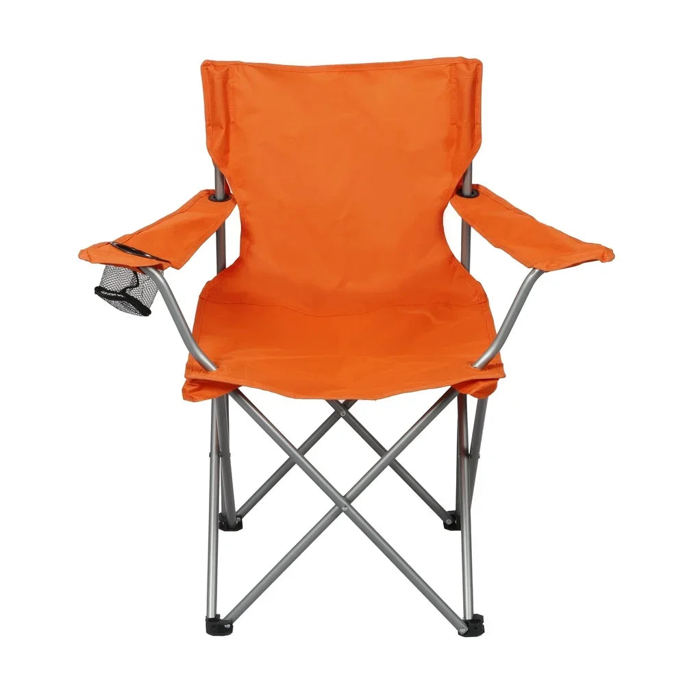 2 Pack Folding Camp Chairs with Cup Holder Portable Quad Frame Durable Outdoor Seating Tailgating Camping Sports Events