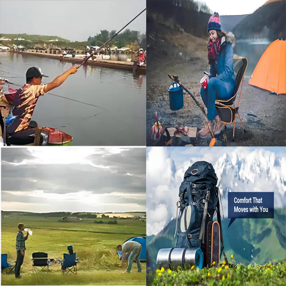 Portable Camping Foldable Chair Fishing Beach Travel Lounges Folding Ultralight Nature Hike Relaxing Outdoor Lightweight Chairs